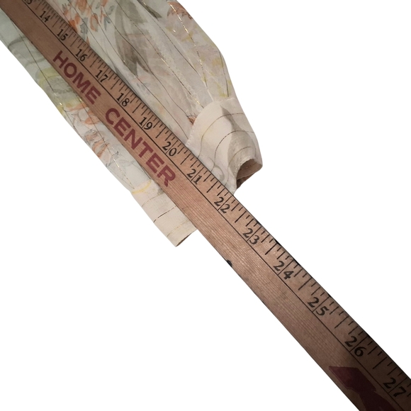 SALE EUC Womens FINALE Sz. M Off-white/Orange Floral Long Sleeve Sheer Blouse - Picture 11 of 13